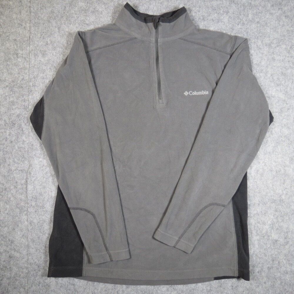 Columbia Mens Grey Colorblock Quarter Zip Pullover Outdoors Rugged Layering Sz M